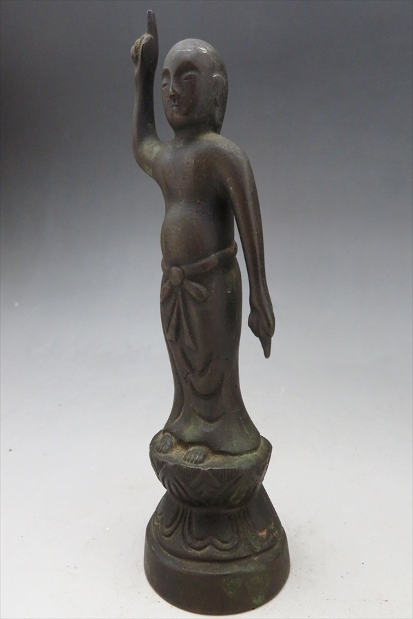 ◇◇誕生仏 銅製 在銘 仏教美術 仏像 佛像 高さ/約13.3cm 横/約4.6cm