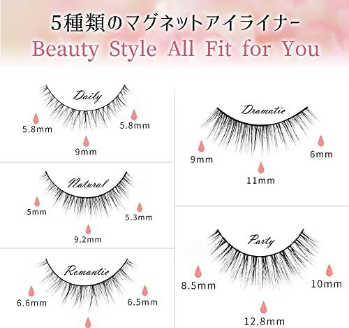 マグネット式 つけまつげ マグネット アイライナー ピンセット 付き 磁石 つけまつげ 5ペア_5
