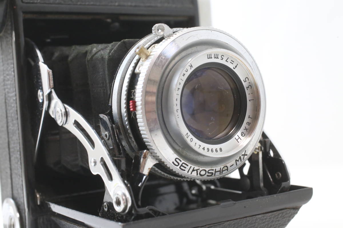 ジャンク】パール Pearl III HEXAR 75mm F3.5 小西六 KONISHIROKU 蛇腹