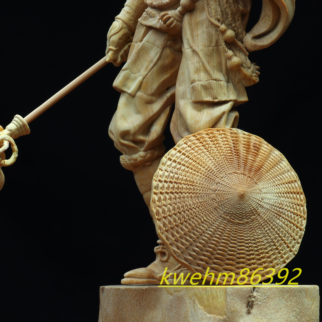 柘植材 彫刻 禅意 武僧立像 勝運置物 仏教工芸 木彫り 仏師で 仏師