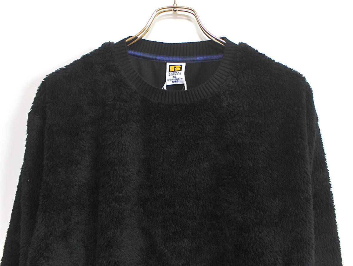 新品】RUSSELL ATHLETIC × SHIPS ボア フリース トレーナー（XL）黒 