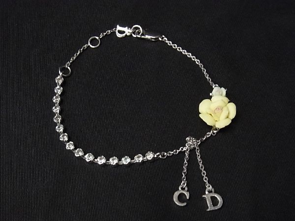 1円 □美品□ ChristianDior ディオール フラワー ラインストーン