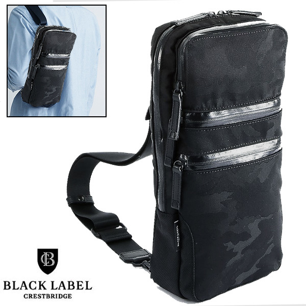 定価2.8万 BLACK LABEL CRESTBRIDGE 日本製 迷彩カモフラ ボディバッグ 