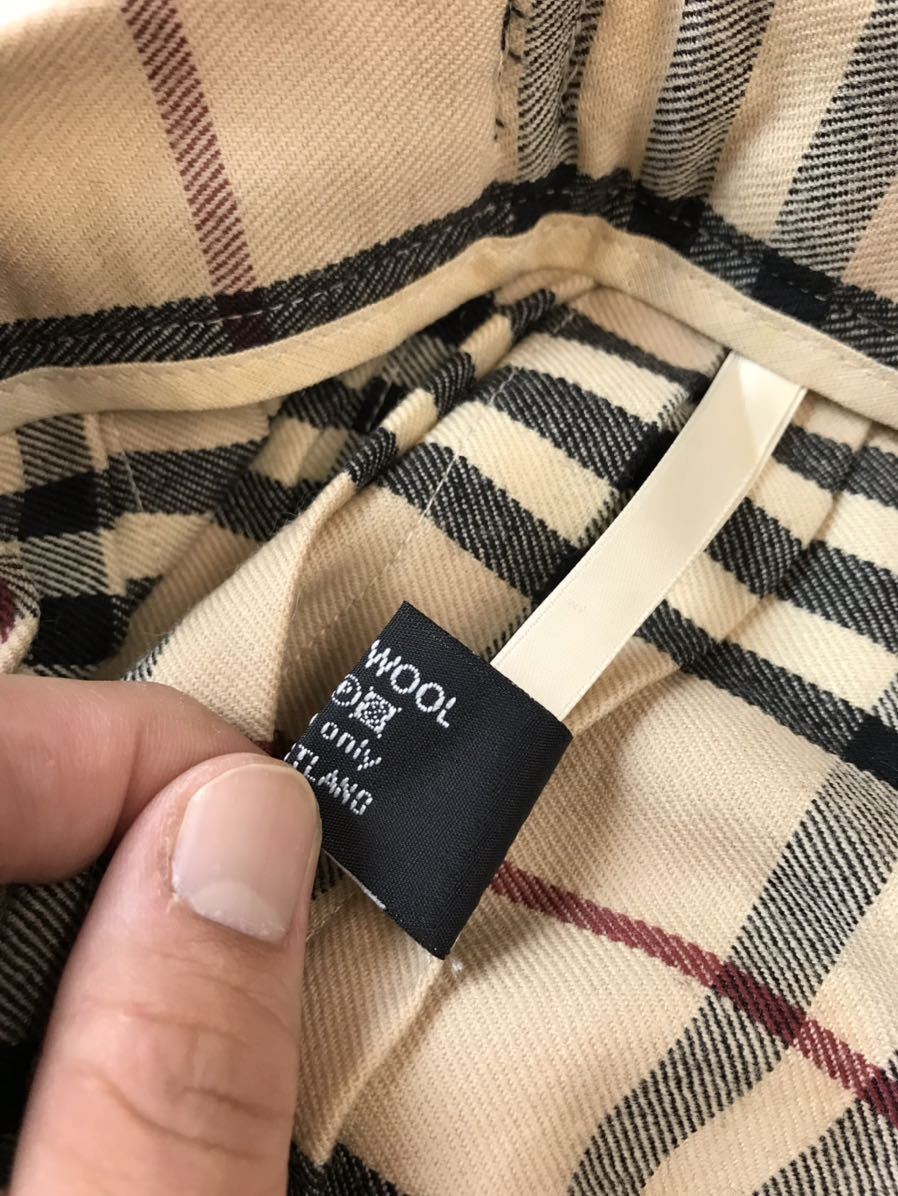 D) BURBERRY バーバリー スコットランド製 ノバチェック 巻きスカート  