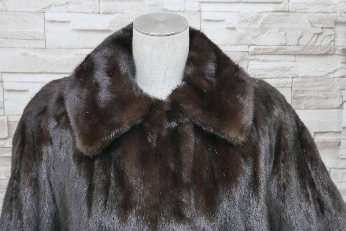 □ダークミンク□ロングコート□着丈94cm□pierre balmain/BLACKGLAMA 