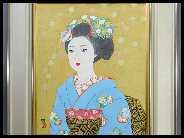 山下徹 油彩画 M8号 「チューリップ」 直筆サイン 額装 タトウ箱