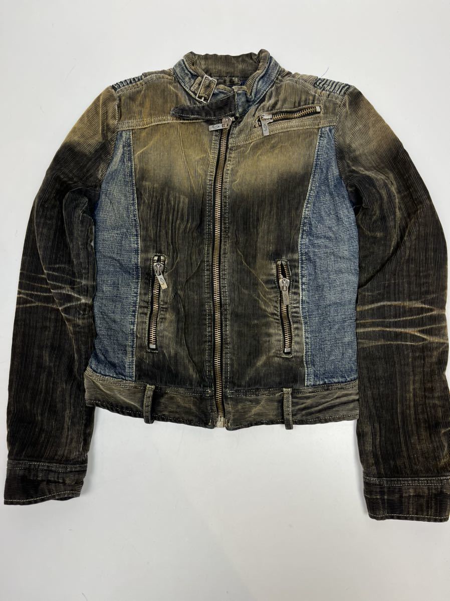 DIESEL ジャケット レディース シングル ライダース コーデュロイ 
