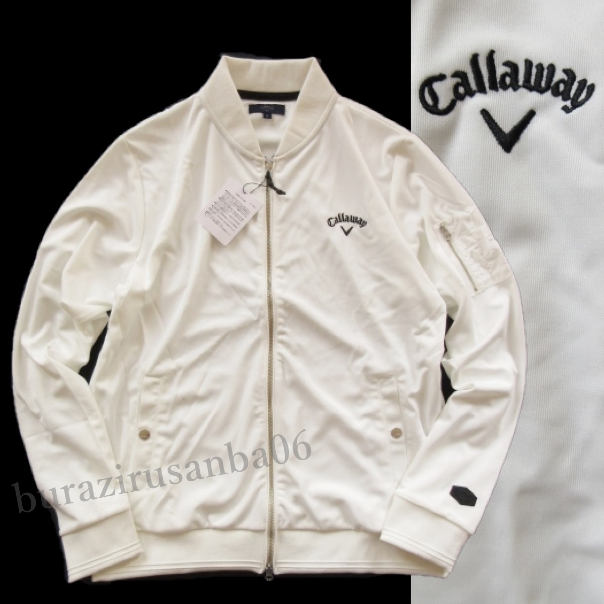 メンズ M Callaway キャロウェイ ゴルフ ジャージ ジップアップ ジャケット ブルゾン ジャンパー 白 ゴルフウェア 普段使い も