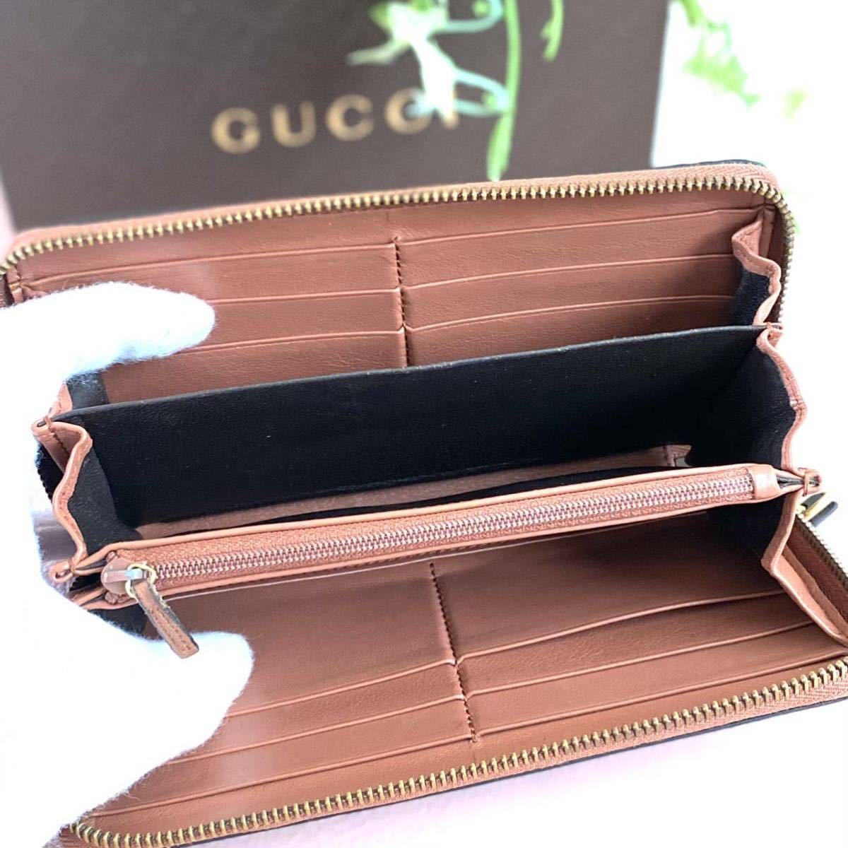 正規品】極美品 GUCCI シマ ブラック ラウンドファスナー ジッピー