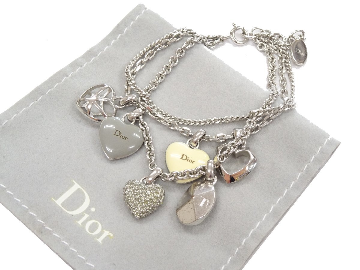 箱・袋 ディオール Dior 三連 ハート チャーム ブレスレット 