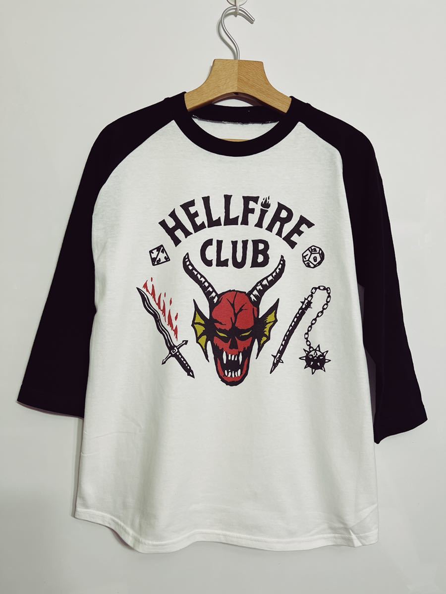 【数量限定，最新作】 Sサイズ HELLFIRE CLUB ストレンジャーシングス ラグラン Tシャツ Netflix stranger things(Tシャツ)｜売買されたオークション情報、yahooの商品情報をアーカイブ公開 - オークファン Tシャツ