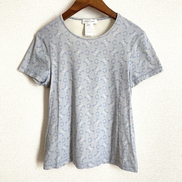 snc セリーヌ CELINE カットソー Tシャツ L 水色 イタリア製 マカダム