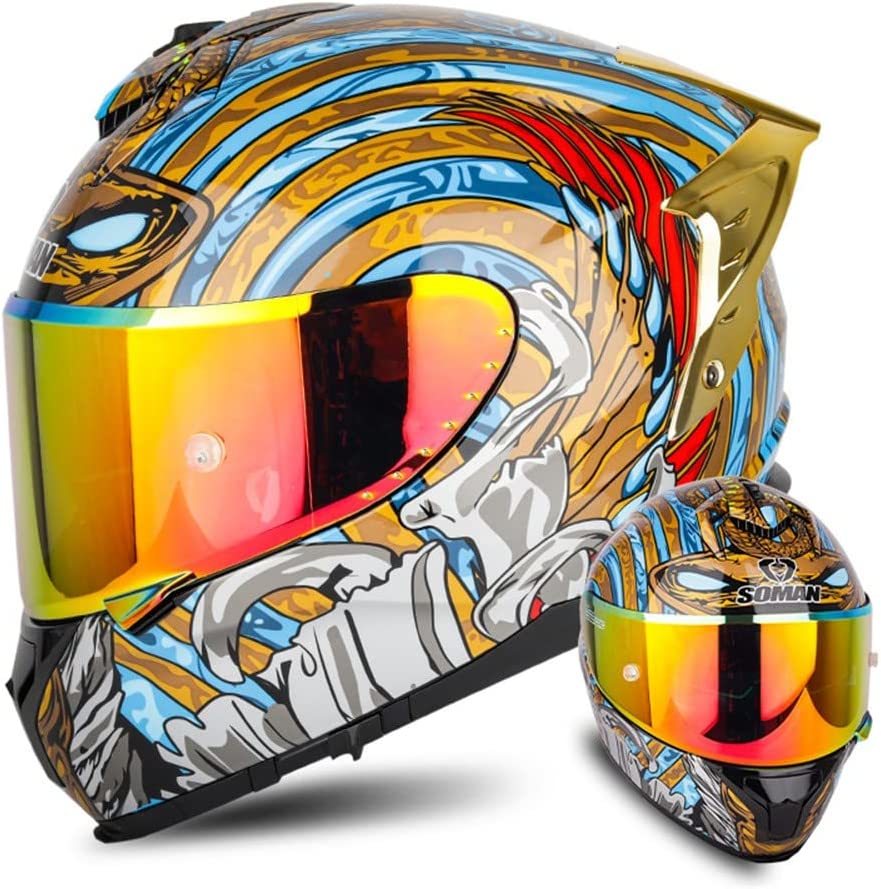 フルフェイスヘルメット 全9色 ダブルシールド オートバイ オートバイ レーシングヘルメット ビッグテールヘルメット 耐衝撃 A-M