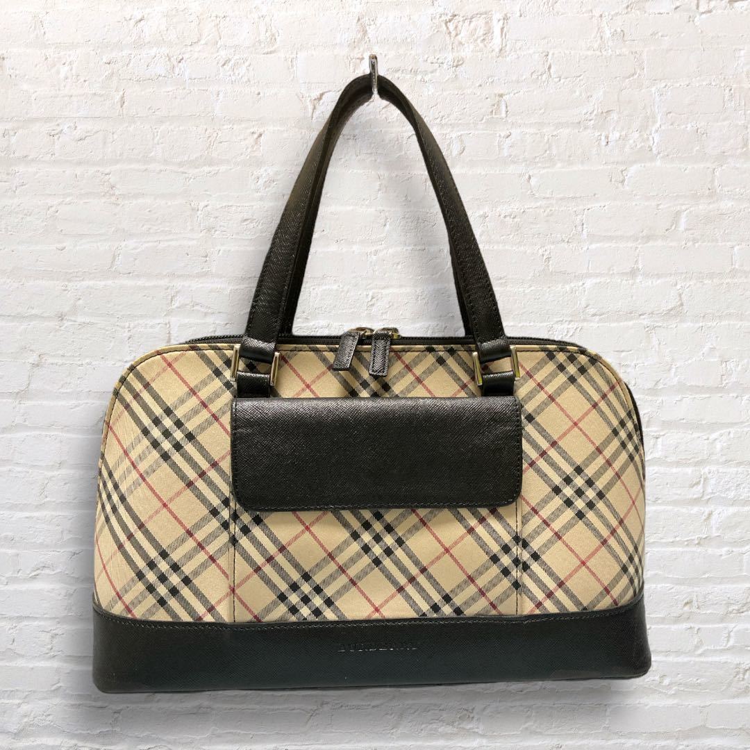 BURBERRY ノバチェック ハンドバッグ レザー ベージュ ミニボストン BURBERRY バーバリー ハンドバッグ ミニボストン ノバチェック レザー