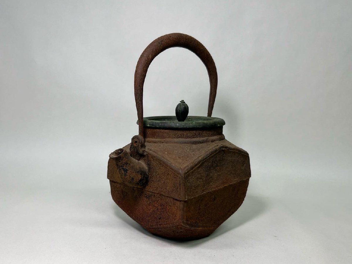 京都＊ 青龍堂造 小振 四方鉄瓶 在花押 煎茶道具 【公式通販】