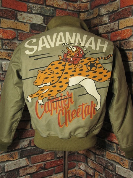 ヒューストン タンカースジャケット Lサイズ38 チーター フクロウ 裏