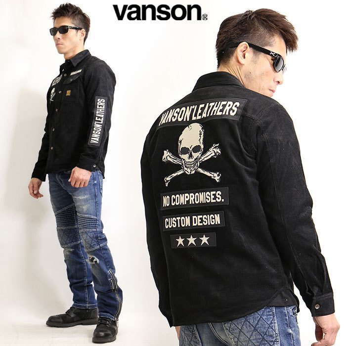 VANSON LEATHERS 【定価13800円】 コーデュロイシャツ NVSL-2008A BLACK サイズ XL