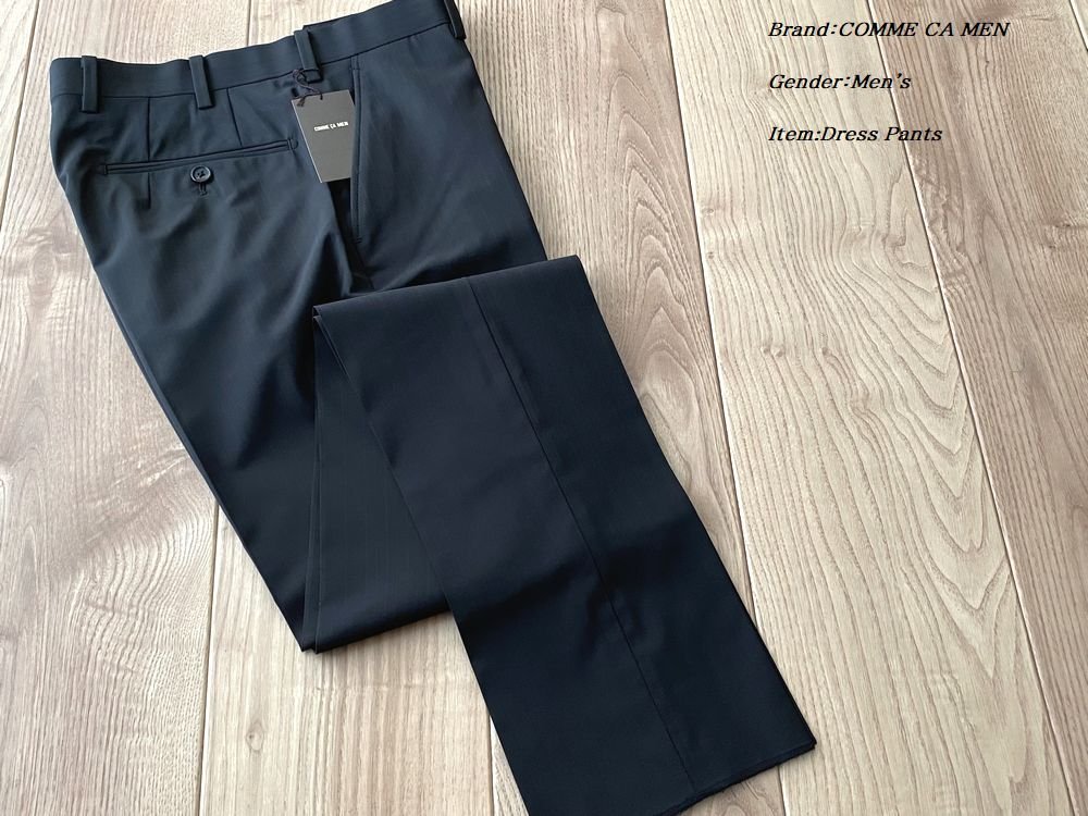 新品 COMME CA MEN コムサメン シャドーストライプ ドレススラックス 05ブラック Mサイズ 04FW05 定価25，300円