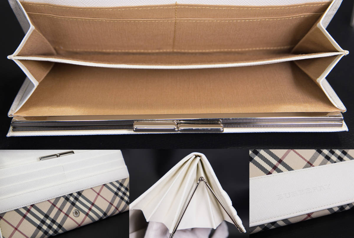 美品】BURBERRY バーバリー 長財布 ☆ノバチェック キャンバス×レザー 