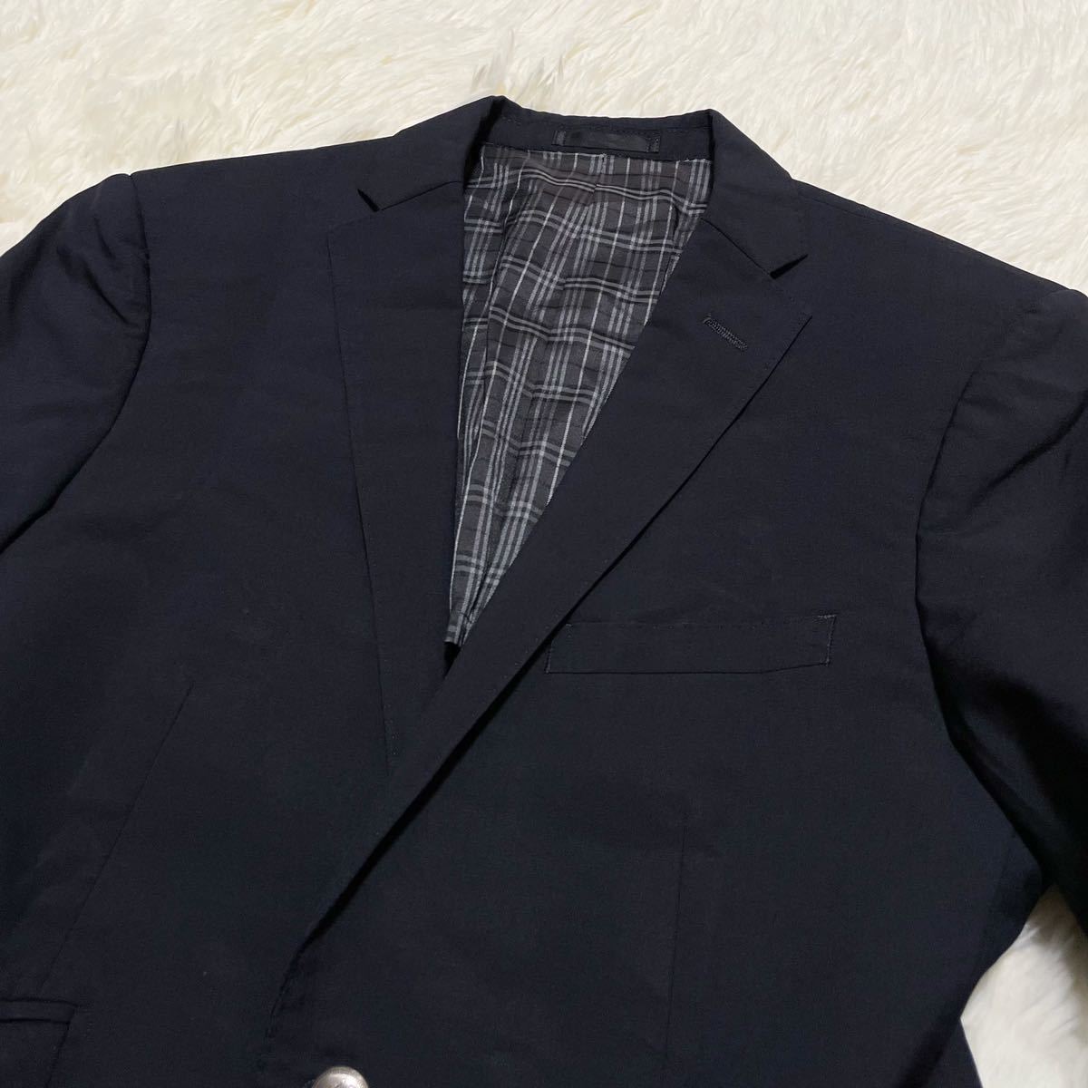 バーバリーブラックレーベルBurberry紺ブレ銀ボタンブレザーxl貴重なLL
