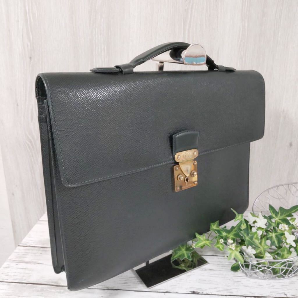 安い，豊富な 1円 至高の逸品 LOUIS VITTON ルイヴィトン タイガ ビジネスバッグ ブリーフケース レザー 金具 ロゴ グリーン系 メンズ 本物 1スタ(タイガライン)｜売買されたオークション情報、yahooの商品情報 かばん、バッグ
