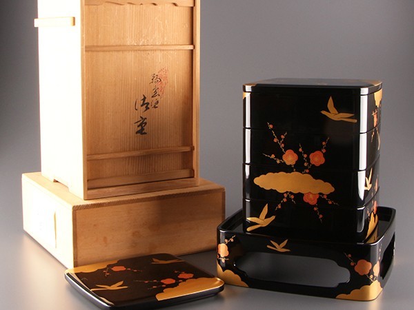 輪島塗 Yahoo!オークション - 「輪島塗 重箱」重箱 時代物 琴》茶懐石