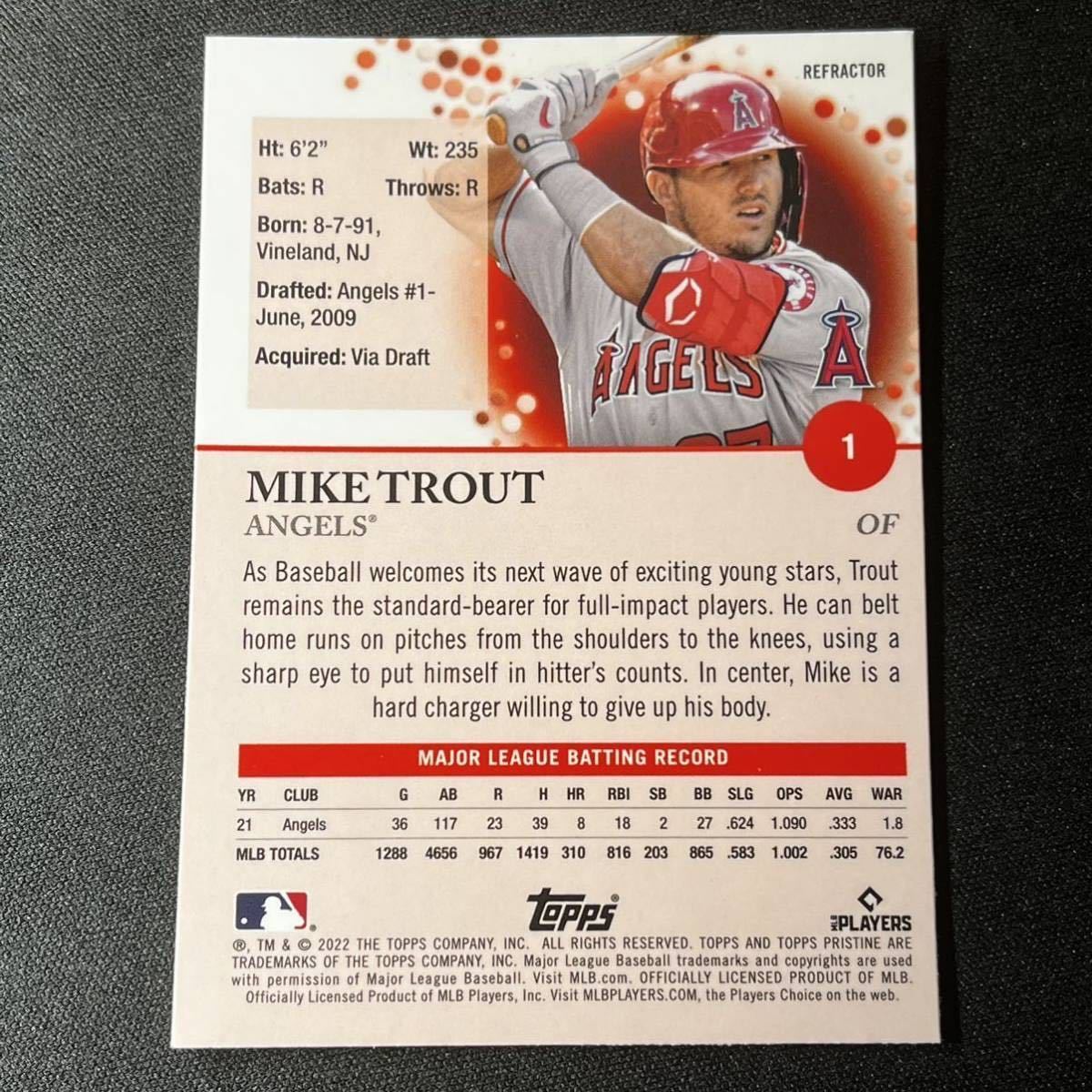2022 Topps Pristine マイク・トラウト No.1 リフラクターパラレル 