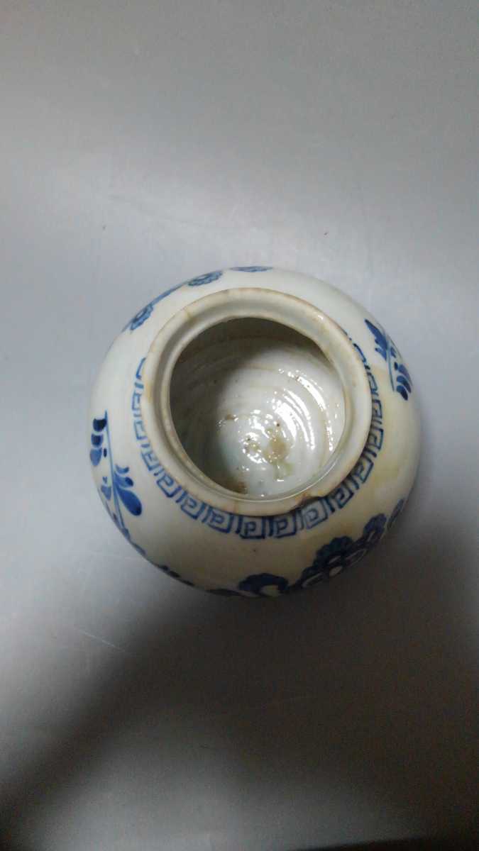 李朝 染付 小壺 - 朝鮮 青華 丸壺(丸壷)』 李朝『染