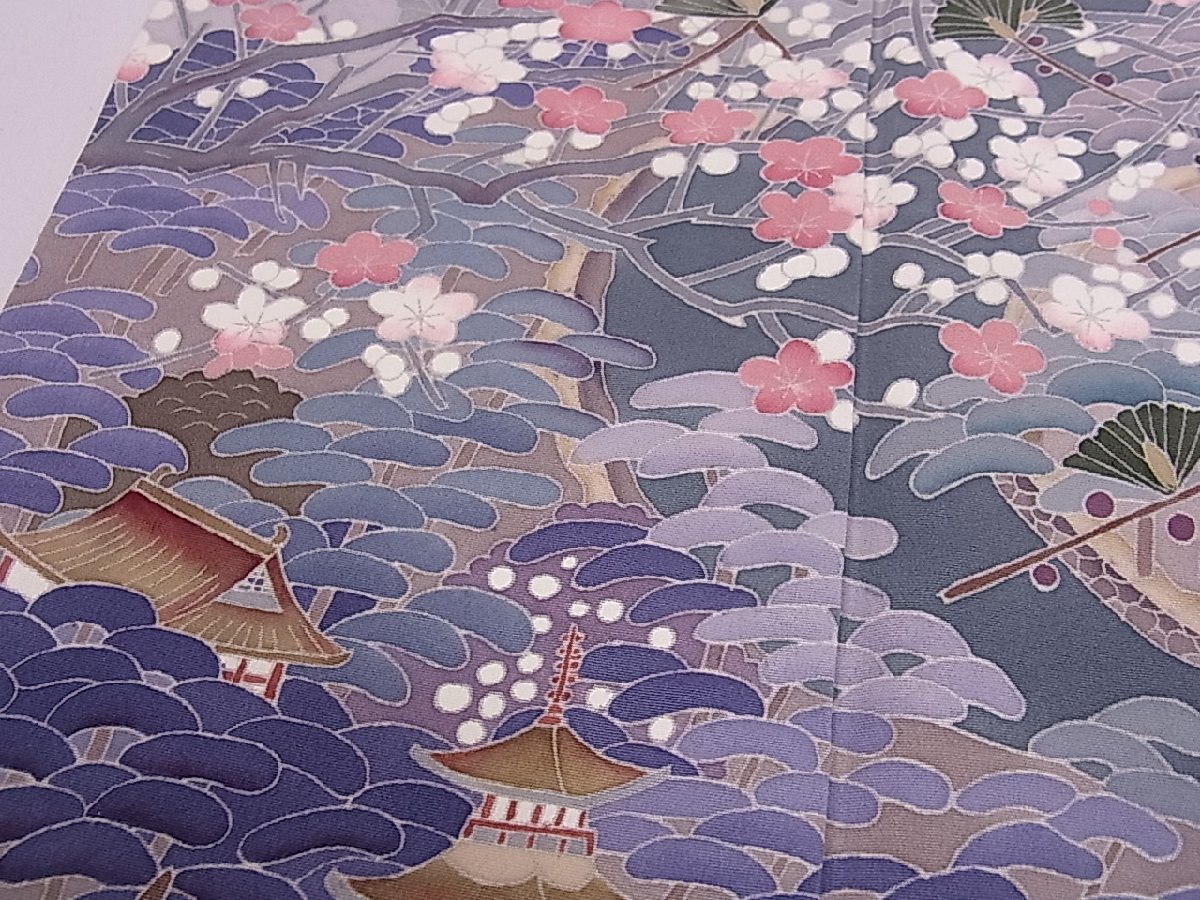 平和屋着物□豪華色留袖 友禅 風景浜松文 暈し染め 正絹 逸品