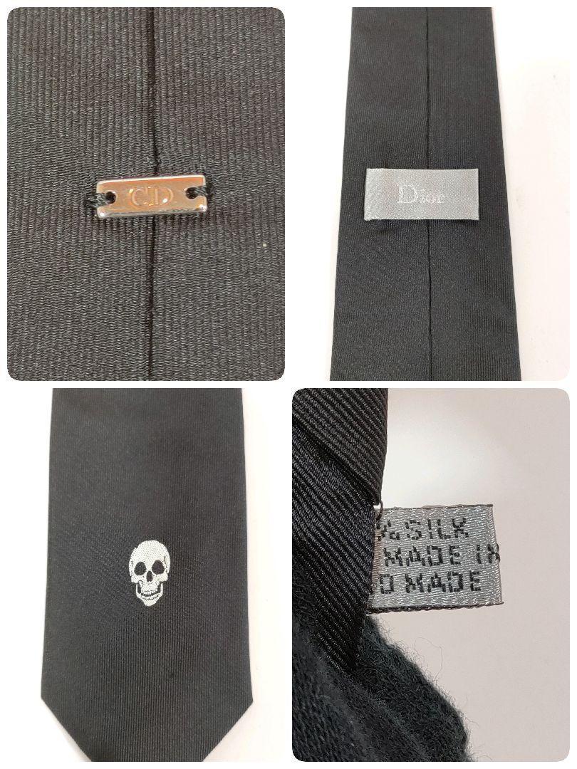 極美品 DIOR HOMME ディオールオム ネクタイ スカル 黒 ブラック