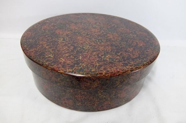 津軽塗 茶道具 古道具 茶びつ 茶櫃 直径約30cm 高さ約10cm 蓋