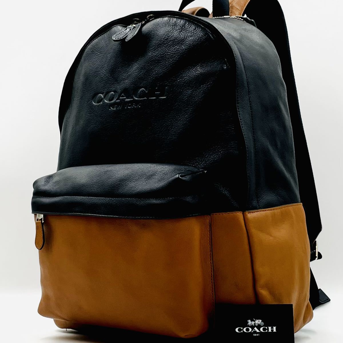 1円【美品】COACH コーチ リュック バックパック メンズ オールレザー