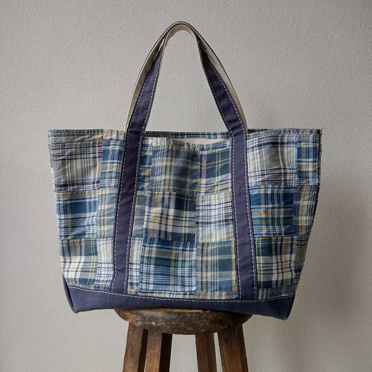 L.L.Bean エルエルビーン トートバッグ パッチワーク チェック ブルー 