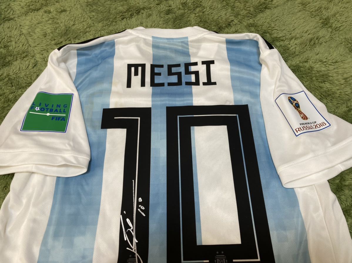 メッシ 直筆サインユニフォーム アルゼンチン代表 W杯パッチ付き The
