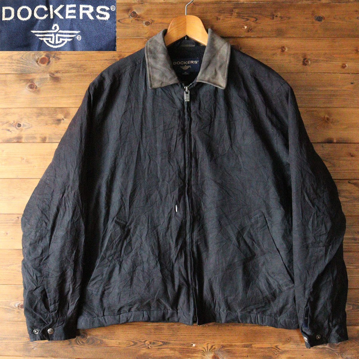D12/s7.18-4 アメリカ古着 DOCKERS ドッカーズ 襟レザー ワーク 
