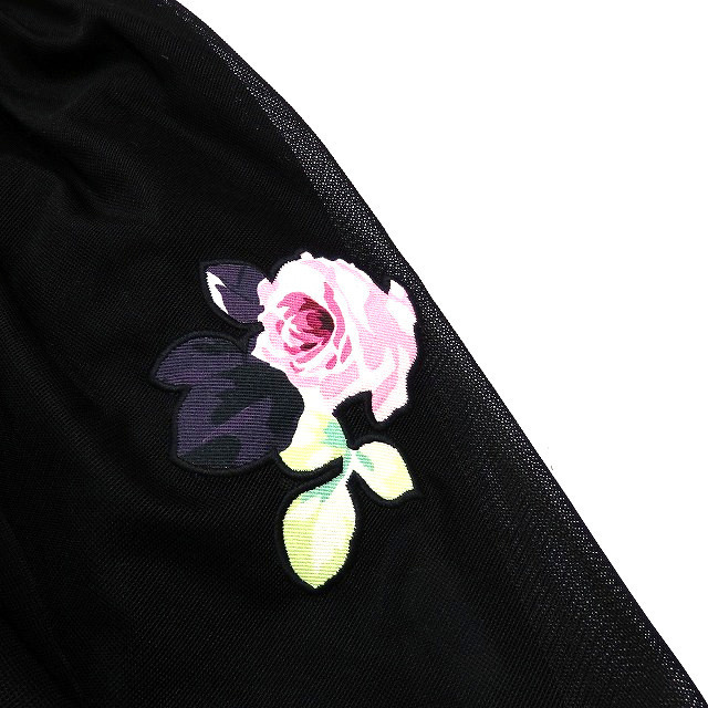 カルヴェン CARVEN フラワーワッペン メッシュ フレアスカート 