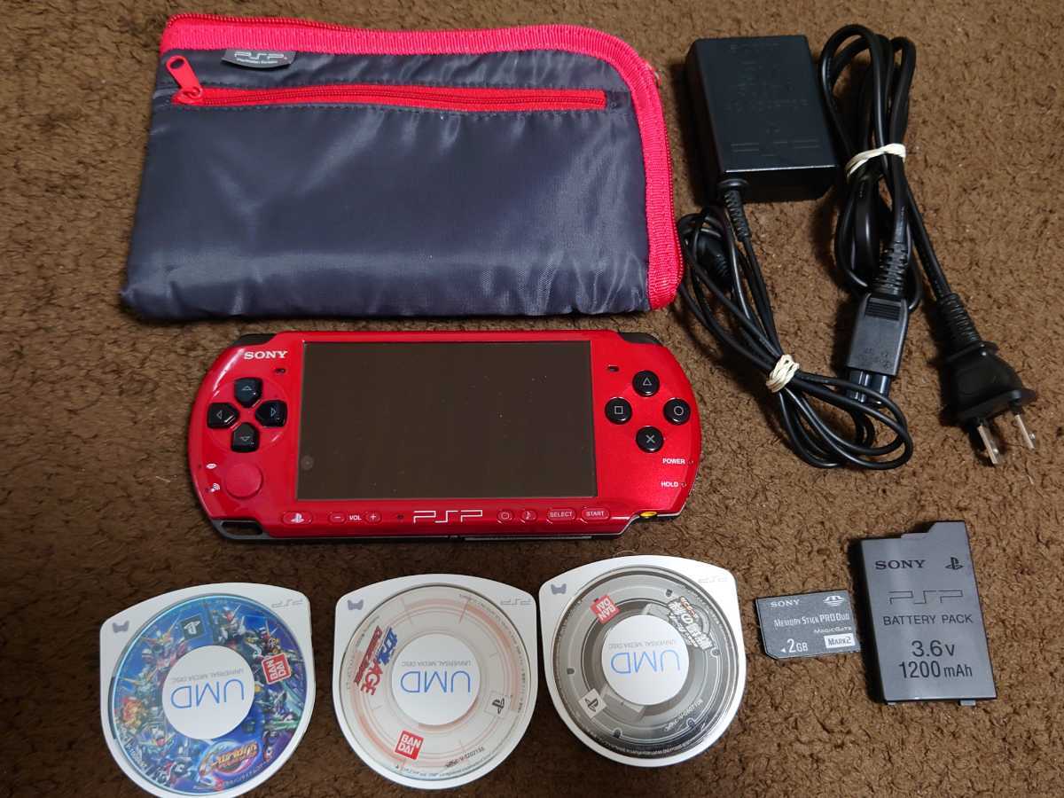 【人気，大得価】 PSP 3000 本体 バリューパック レッド ブラック バッテリー 充電器 メモリースティック 純正ポーチ ガンダム ジージェネレーション(PSP3000シリーズ)｜売買されたオークション情報、yahooの商品 PSP本体