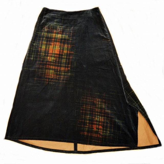 Y's Yohji Yamamoto チェック柄 アシンメトリー ロングスカート ヨウジヤマモトノアール YOHJI YAMAMOTO NOIR 15AW 別珍