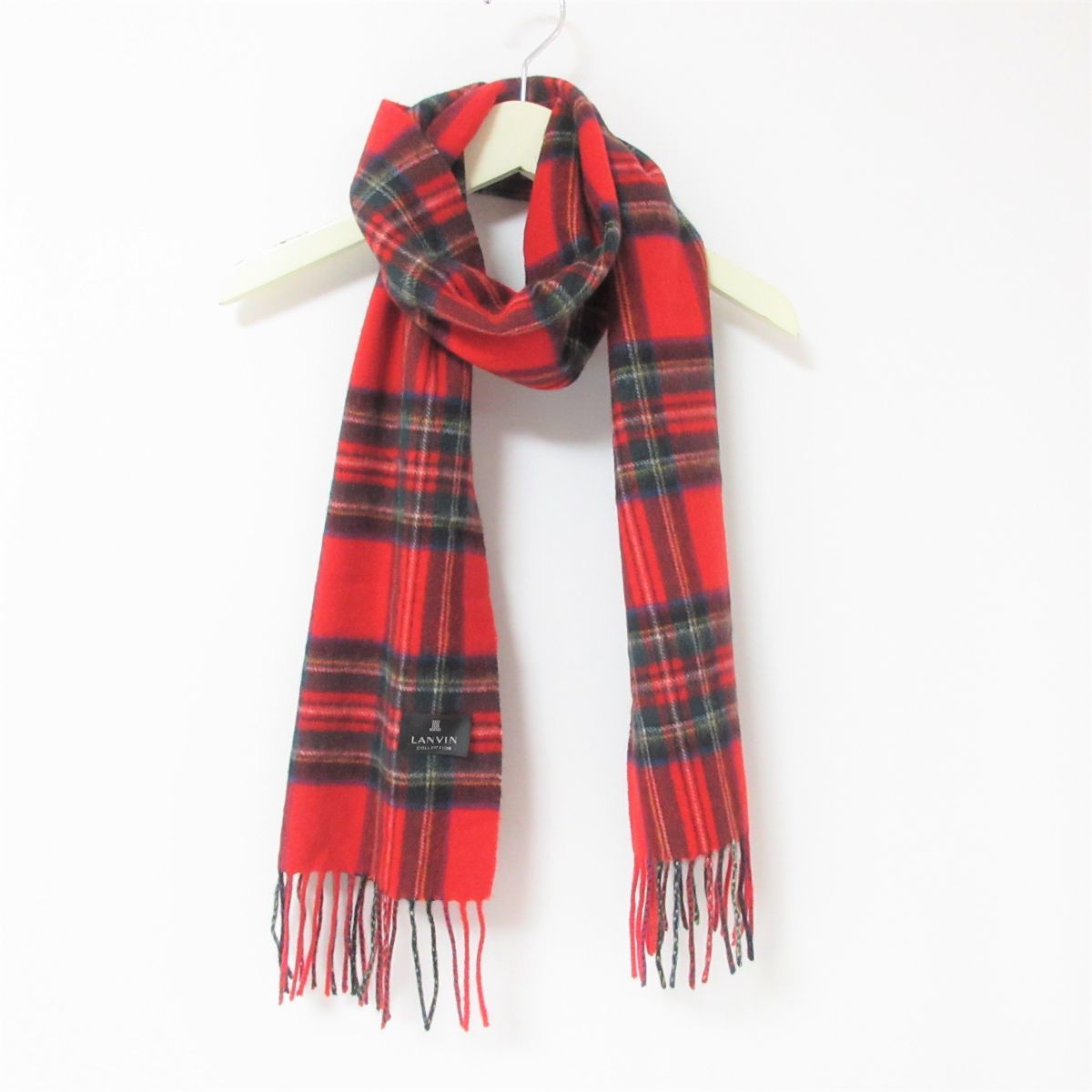 LANVIN COLLECTION ファッション チェック柄マフラー レッド LANVIN