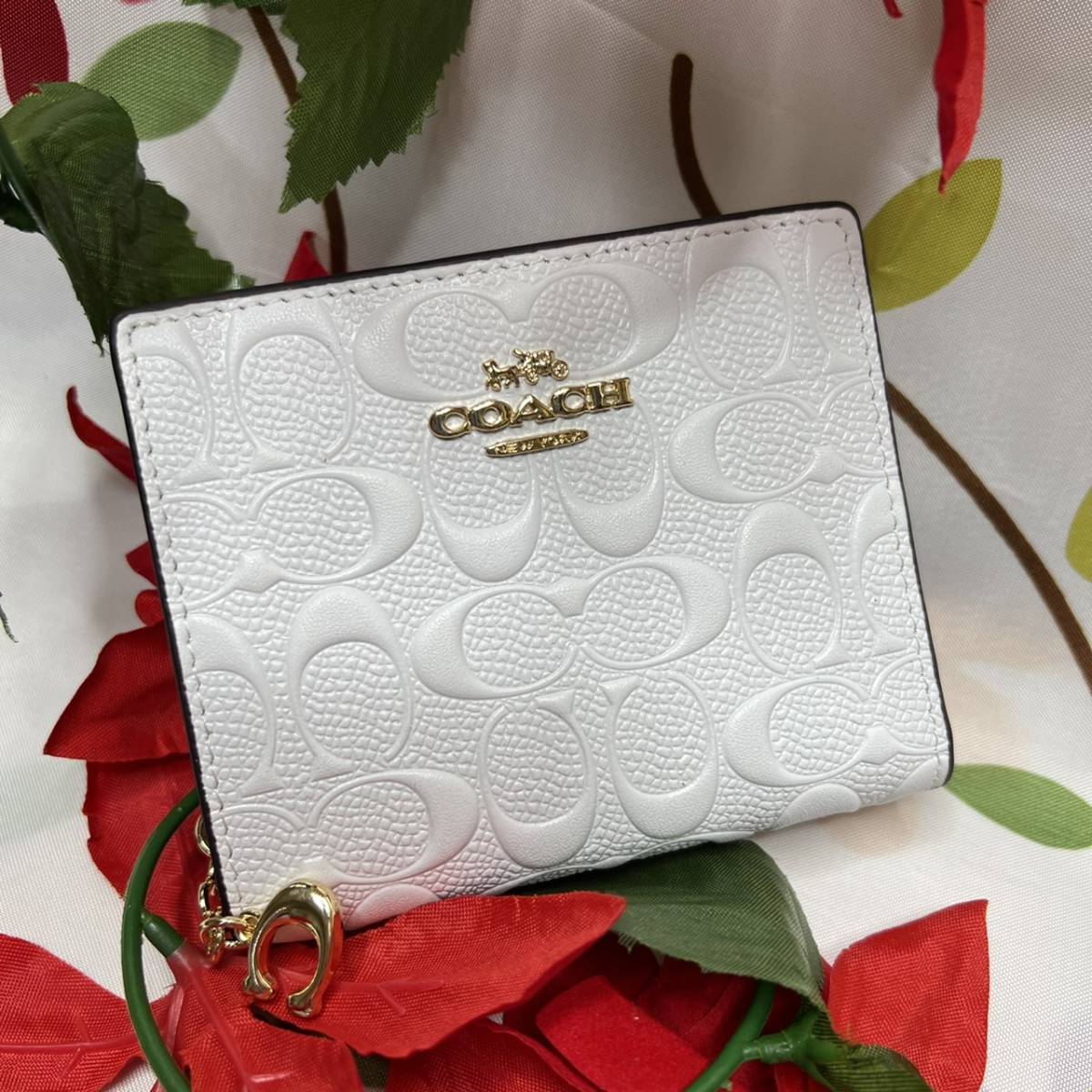 COACH コーチ 折り財布 シグネチャー チョーク ホワイト 白色二つ折り 