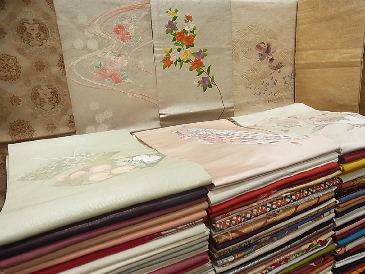 超激得，正規品 着物屋こころ 名古屋帯 まとめて 100点 孔雀 鴛鴦 唐獅子 花柄 駒刺繍 金銀糸 全て正絹 着用可能多数 hi291(仕立て上がり)｜売買されたオークション情報、yahooの商品情報をアーカイブ公開 - オ 仕立て上がり