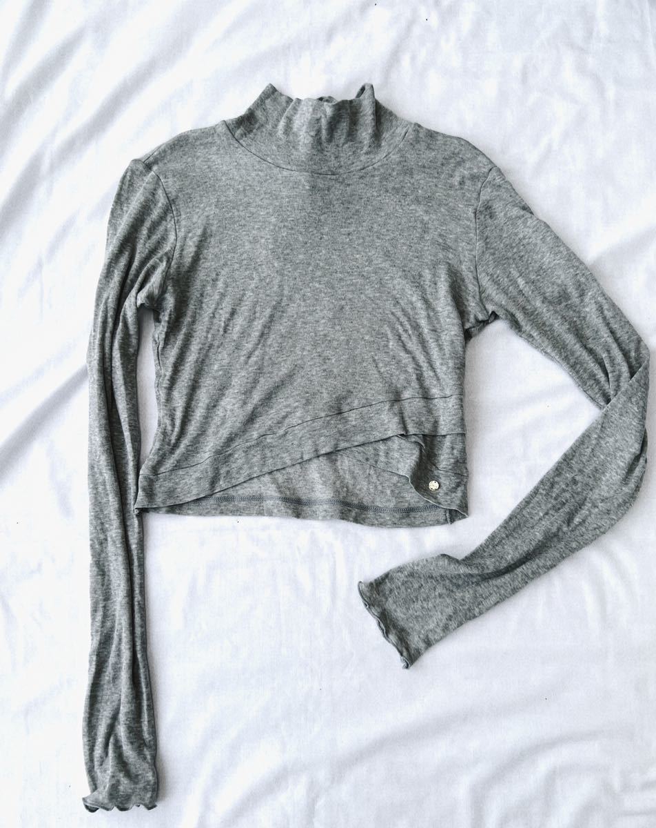 新品 チャコット Chacott BALANCE★10，890円 長袖カシュクールTシャツ ショートトップ M グレー チャコットバレエ