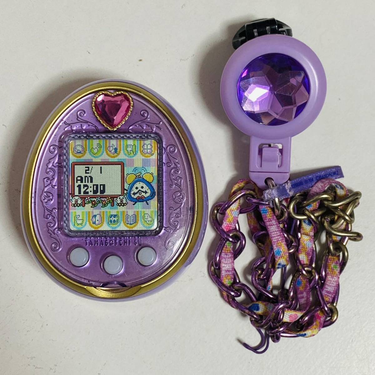 【動作確認済】たまごっち4Uパープル　ストラップ付き 動作品】BANDAI バンダイ TAMAGOTCHI 4U たまごっち 4U Anniversary