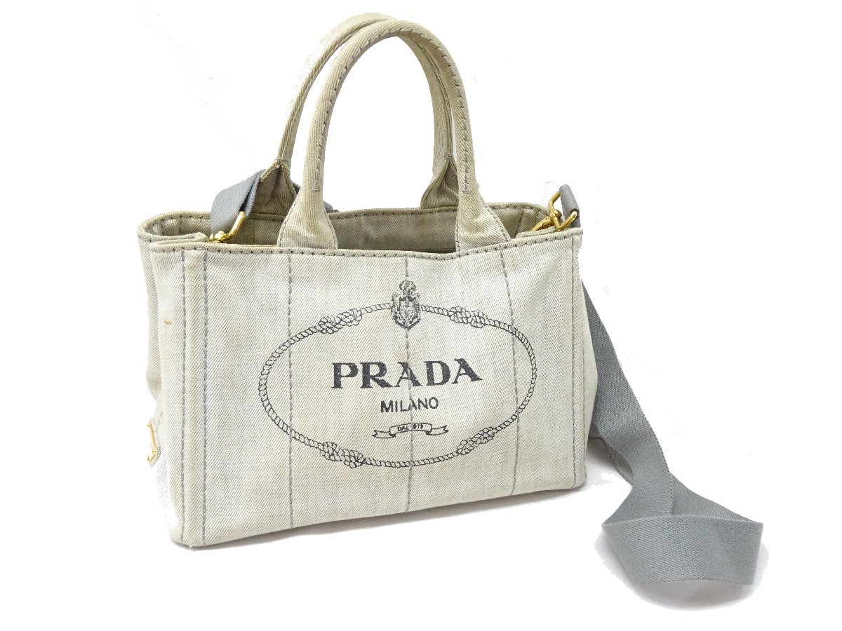 PRADA プラダ 2WAY ミニ カナパ デニム トートバッグ ショルダーバッグ
