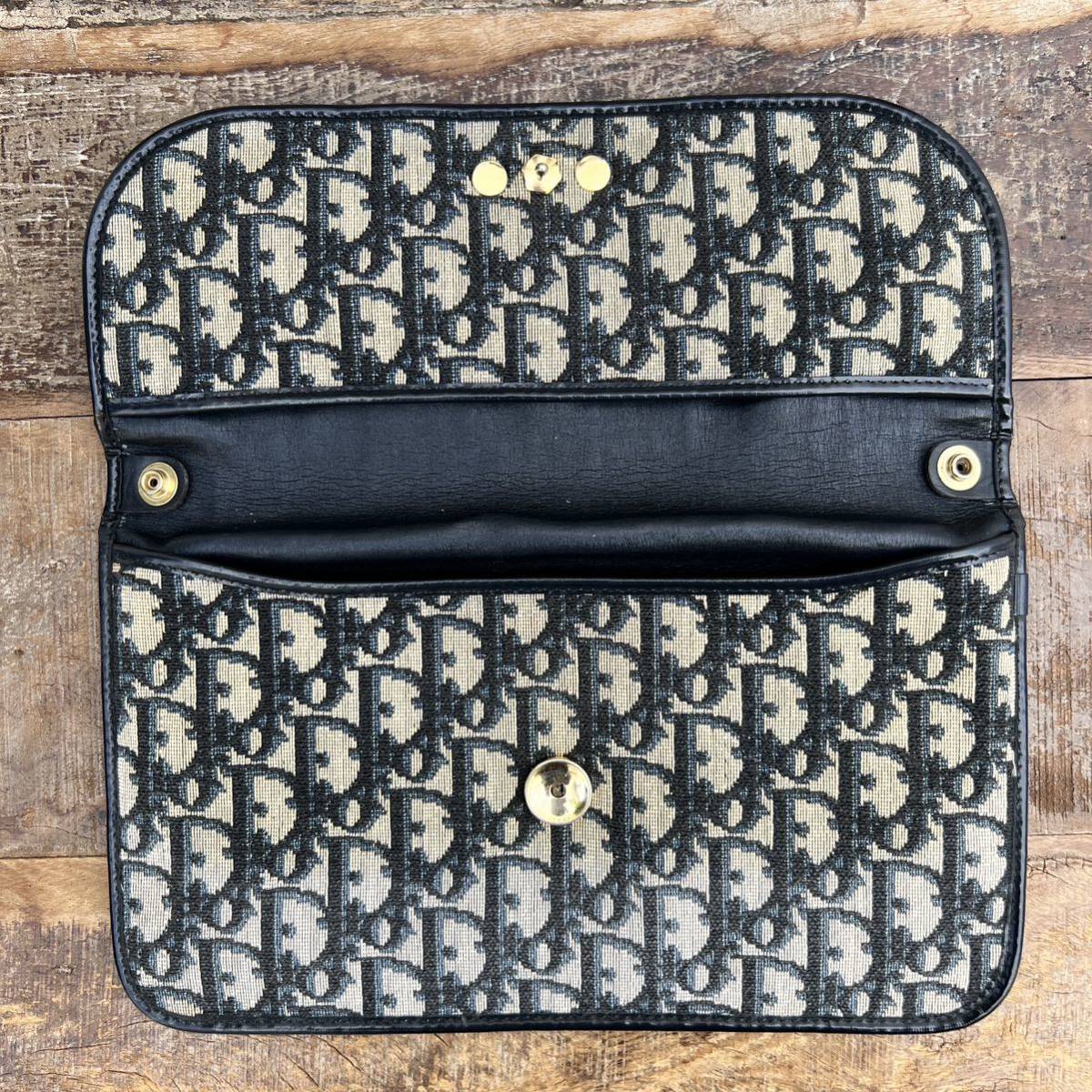 ディオール】OLD DIOR トロッター キャンバス クラッチバッグ ネイビー