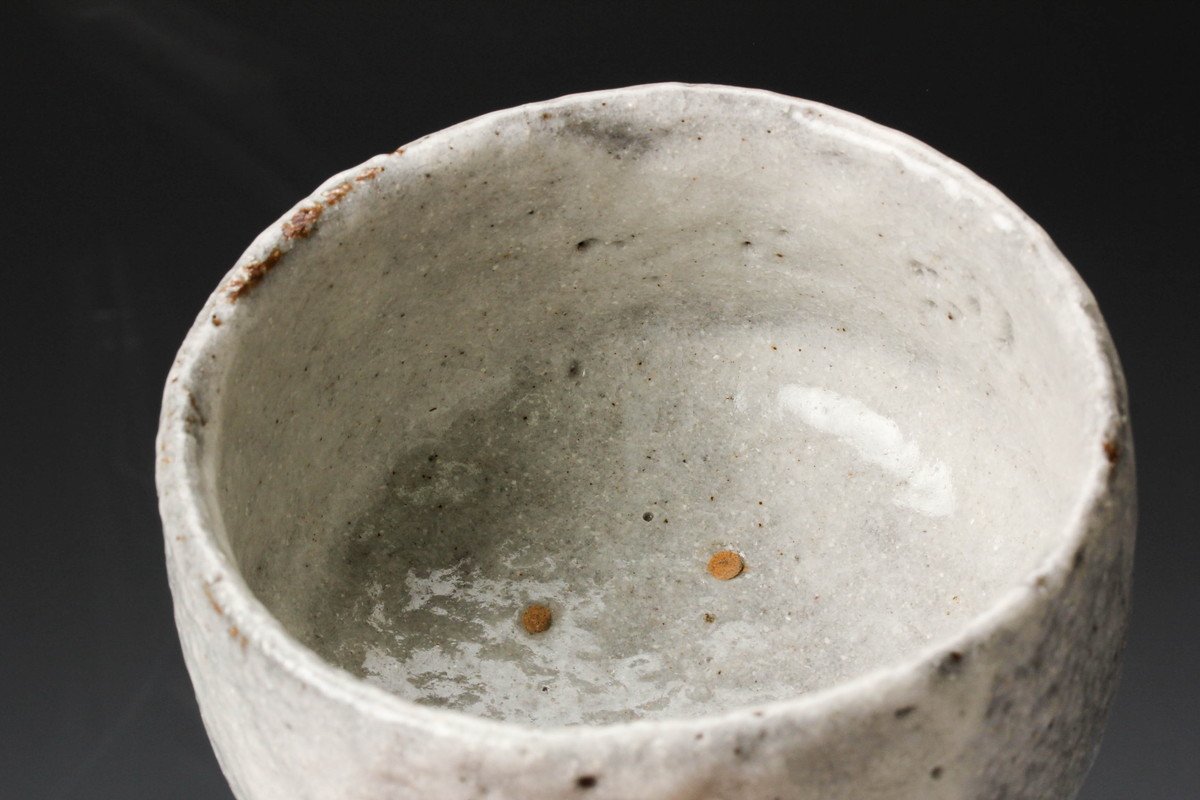 佳香】上口愚朗(雲谷斎) 雪志野茶碗 共箱 茶道具 本物保証