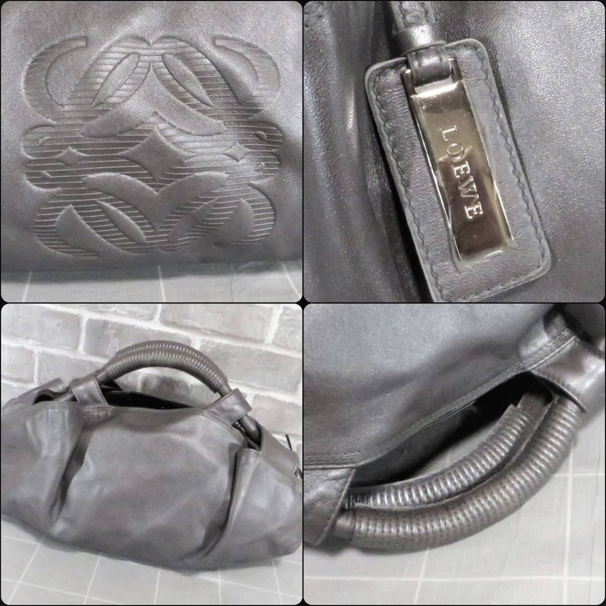 ロエベ ナッパアイレ 美品！ シルバー ハンドバッグ ナッパレザー 