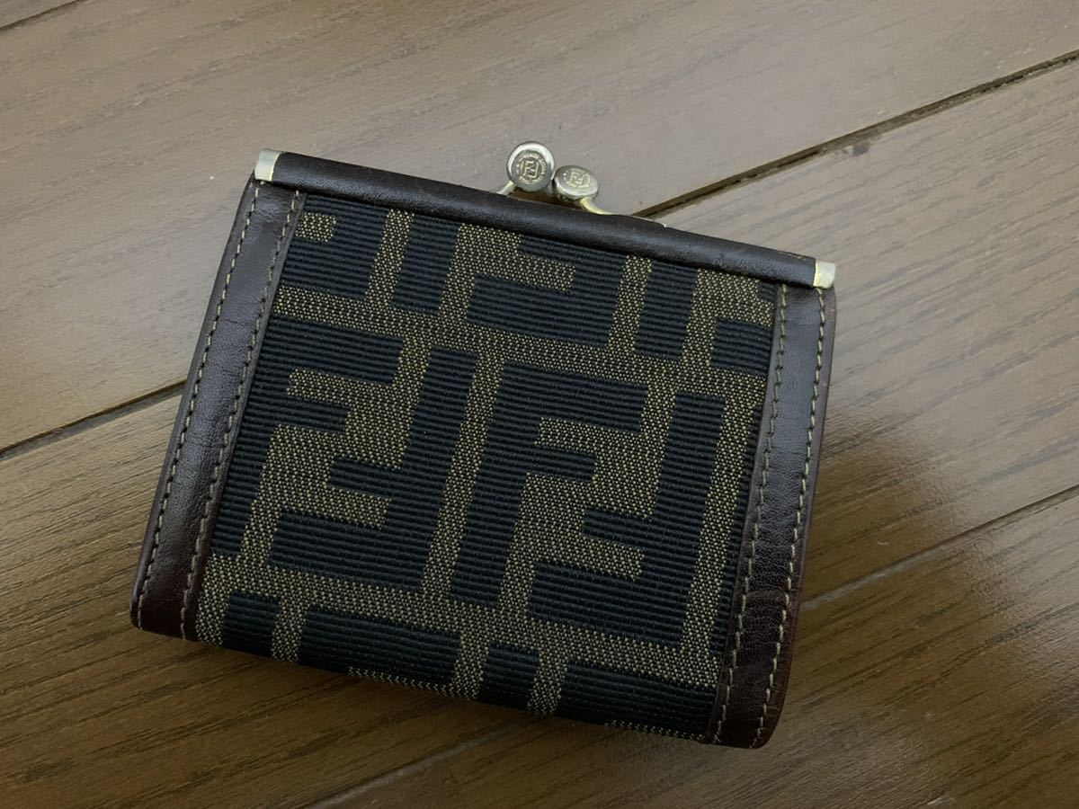 本物！オールド ヴィンテージ フェンディ ズッカ柄 がま口 コインケース