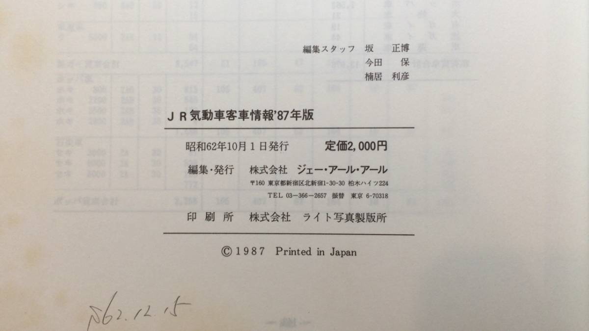 国鉄気動車客車編成表 機関車配置表付 - 希少国鉄気動車、客車編成表82