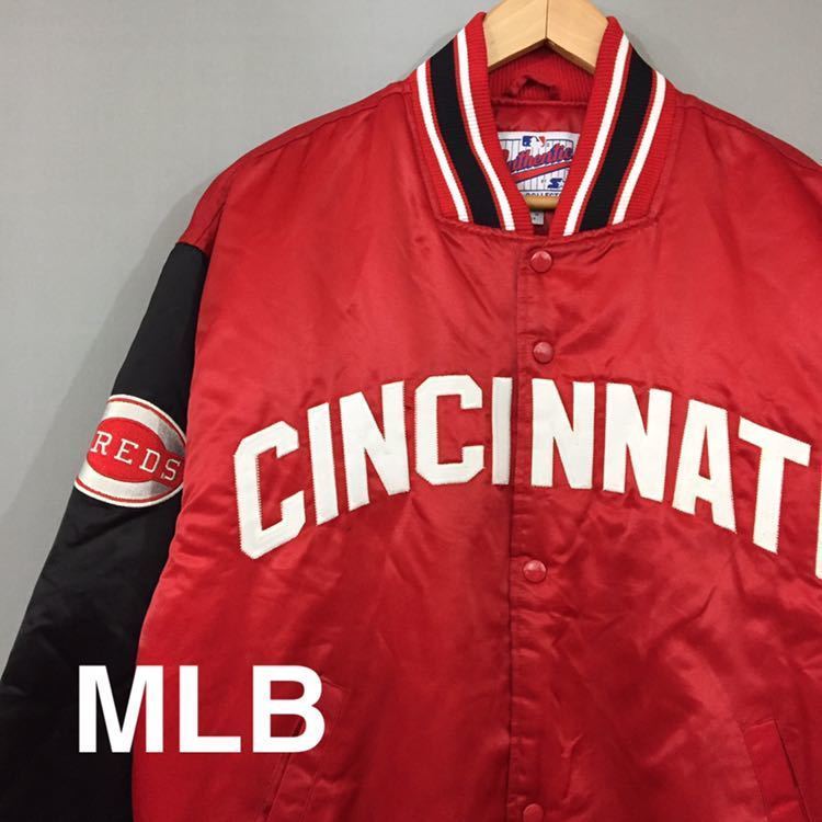 メジャーリーグ MLB シンシナティ－ レッズ スタジャン 刺繍 レッド ブラック メンズ Mサイズ ～★